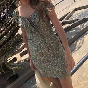 Papaya Floral Green Dress